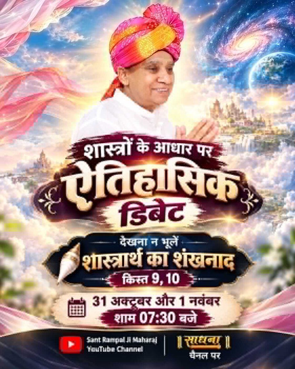 Ram_Rising_star's tweet photo. परमात्मा की पहचान जानने के लिए
देखना न भूलें शास्त्रार्थ का शंखनाद क़िस्त 9, 10
31 अक्टूबर और 1 नवंबर शाम 07:30 बजे Sant Rampal Ji Maharaj YouTube Channel और साधना चैनल पर।

#शास्त्रार्थ_का_शंखनाद_क़िस्त9📍📍 https://t.co/mtH3dSHowQ