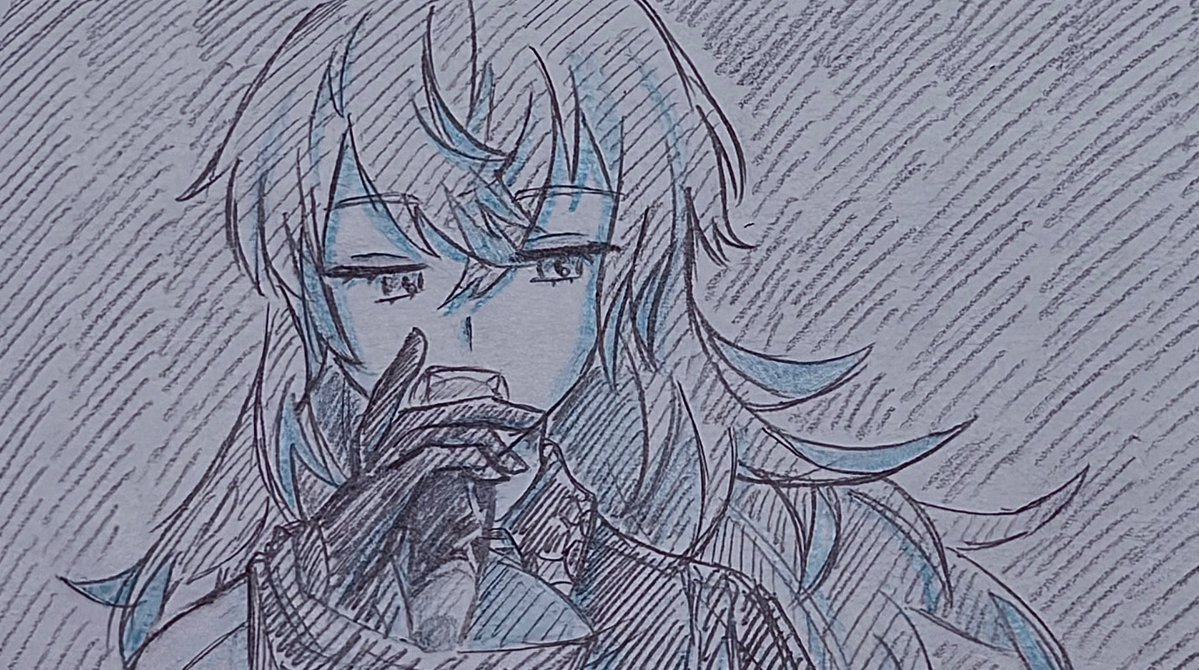 nemuta1_llust's tweet photo. #ショウゾウ画 
ライブ雑写経⑧
横髪のレイヤーみたいなのざくざくしててかわいい https://t.co/a0YqhQEEES