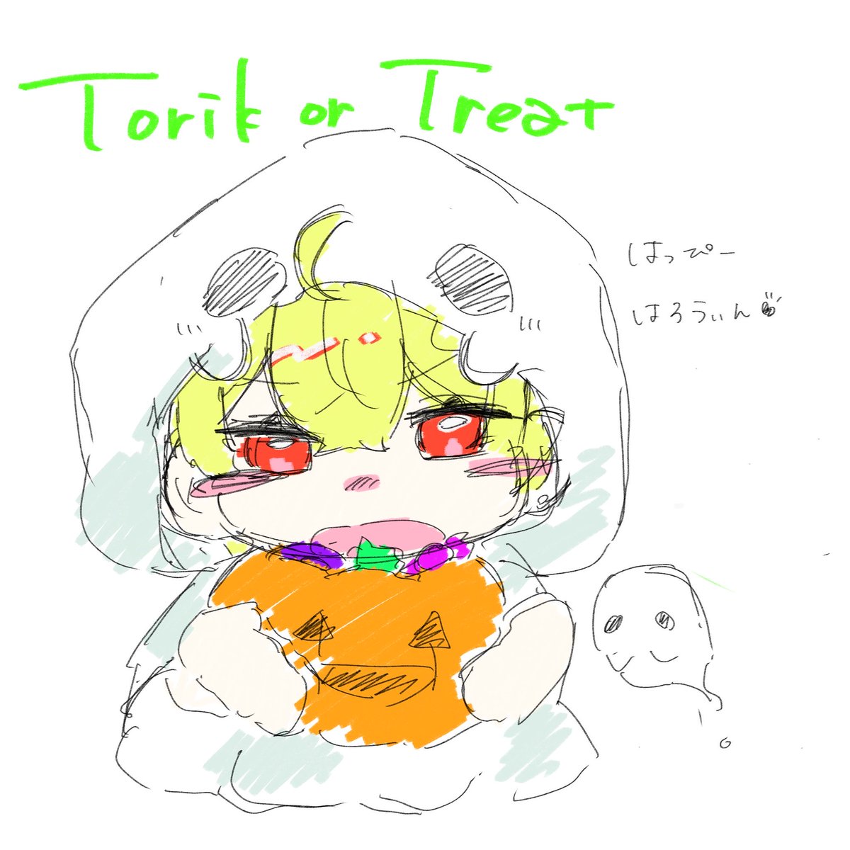 5_5_nn's tweet photo. ハロウィンのこと忘れていたので5分ほどで描きました( > <꧞) https://t.co/ylvJ6WVv4d