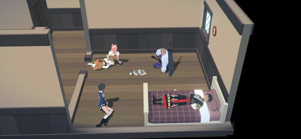 Dolzaq0's tweet photo. カブ部屋とめり込みケートス嬢と寝方が安らかすぎるアルジュヴェート氏 https://t.co/K0l3okDCbO