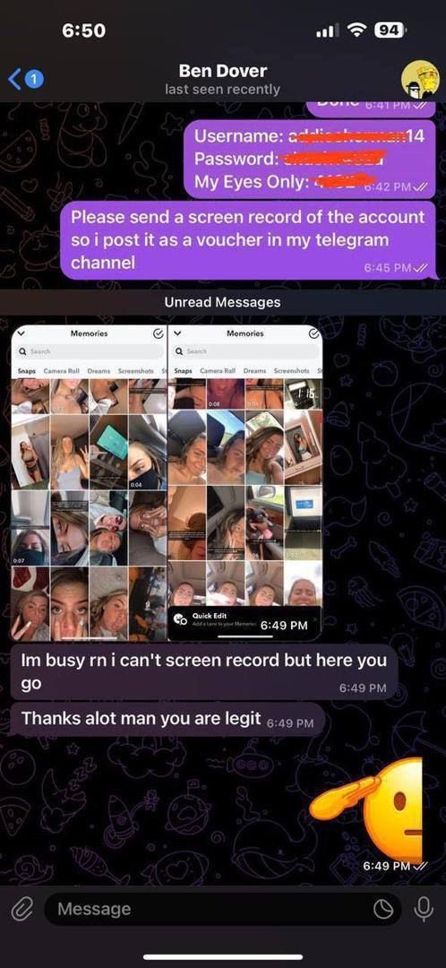 PC3346's tweet photo. /Accessing/into your partners Account!
— breach into myeyesonly snap media
let's spy her now ans check what she got on her eyesonly 🎭📷
#anxiouspandaa #snaphack #minichatt #teenageers #CaughtOnCamera #Feed #StrangersOnline #RandomChat
https://t.co/fSum5KmP9y https://t.co/xJ15y0P4Qj