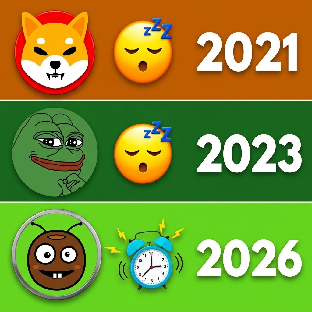Roach2026's tweet photo. 2021 😴 2023 😴 2026 ⏰ Which meme era did you sleep through? Reply with the year 👇 Colony is forming. Follow along.   #ROACH #crypto #memecoin https://t.co/Q6ZgX77iQY