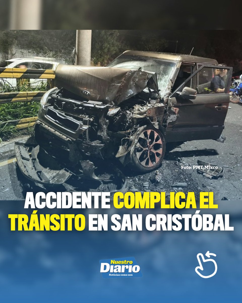 🚨🚗 ACCIDENTE COMPLICA EL TRÁNSITO EN SAN CRISTÓBAL 🚗🚨 Un fuerte accidente de tránsito se registró en dirección al bulevar San Cristóbal. Agentes de la PM…