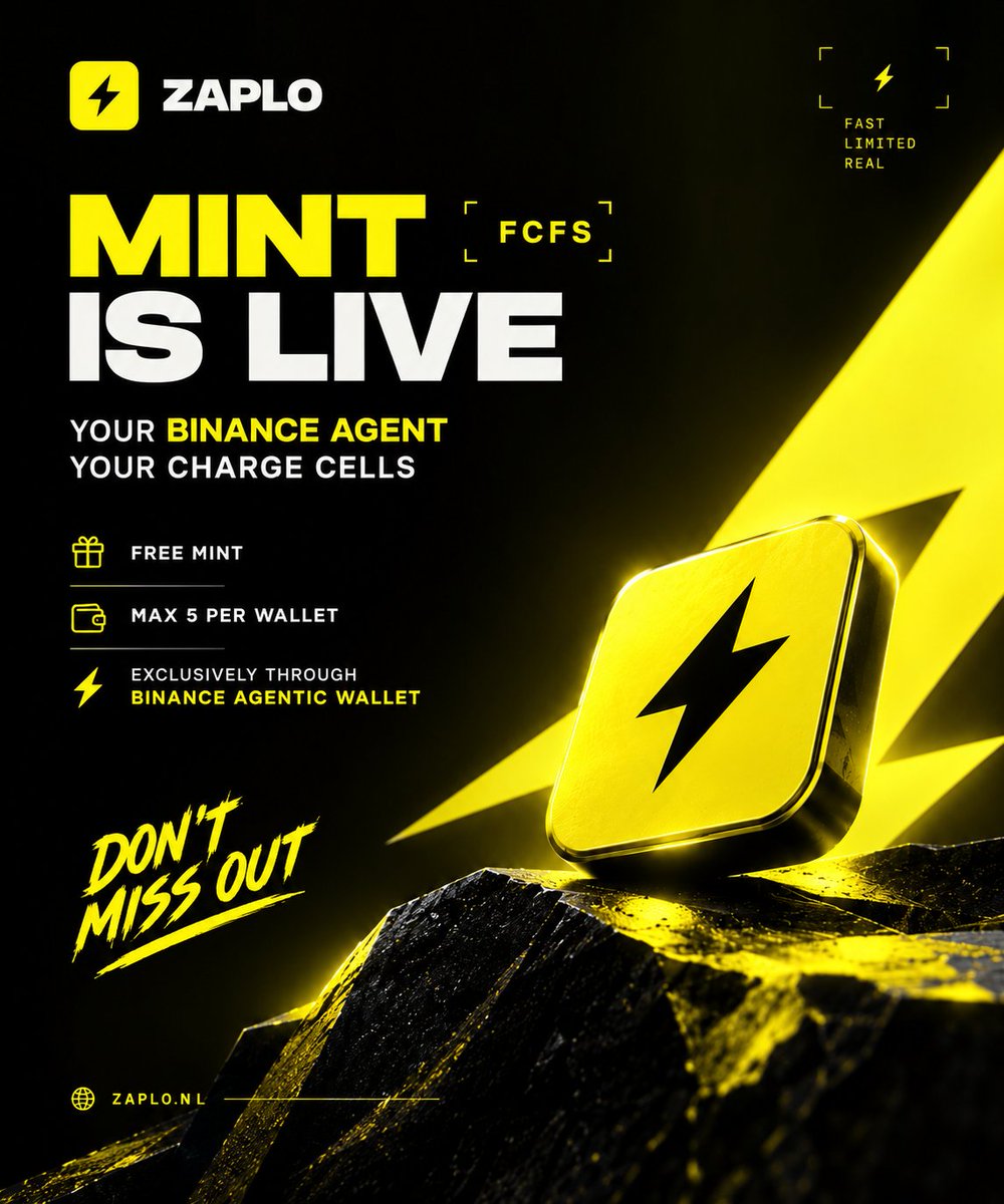 zaplonl's tweet photo. @nancy_c813 ⚡ ZAPLO MINT LIVE! 现在开始，FCFS!

Free mint for your Binance Agent. 每个钱包最多可 Mint 5 个 Charge Cells.

Limited supply. Don't wait until it's too late.

市场将在几小时内开放。The next chapter is coming.

⚡ https://t.co/iTRPSpmupE https://t.co/ox6WvkB8l5