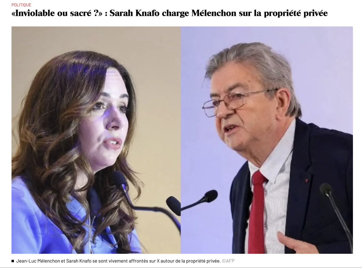 AnnJill1000's tweet photo. -Sarah Knafo met enfin en cause le patrimoine personnel de Jean-Luc Mélenchon. 
Elle affirme qu’il posséderait un appartement de 110 mètres carrés à Paris, estimé à 1,2 million d’euros, ainsi qu’une propriété dans le Loiret. 
Elle critique également sa retraite, en partie issue d’un système de capitalisation. « Vous profitez partout de la propriété que vous refusez aux autres », lance-t-elle. L’eurodéputée conclut son réquisitoire en accusant le chef de file Insoumis des « trois pires choses qui peuvent arriver à un marxiste » : « l’incohérence, l’hypocrisie et l’égoïsme ». Avant de conclure : « Vos électeurs méritaient de savoir ce que vous êtes. Ne me remerciez pas, c’est chose faite. »-👇