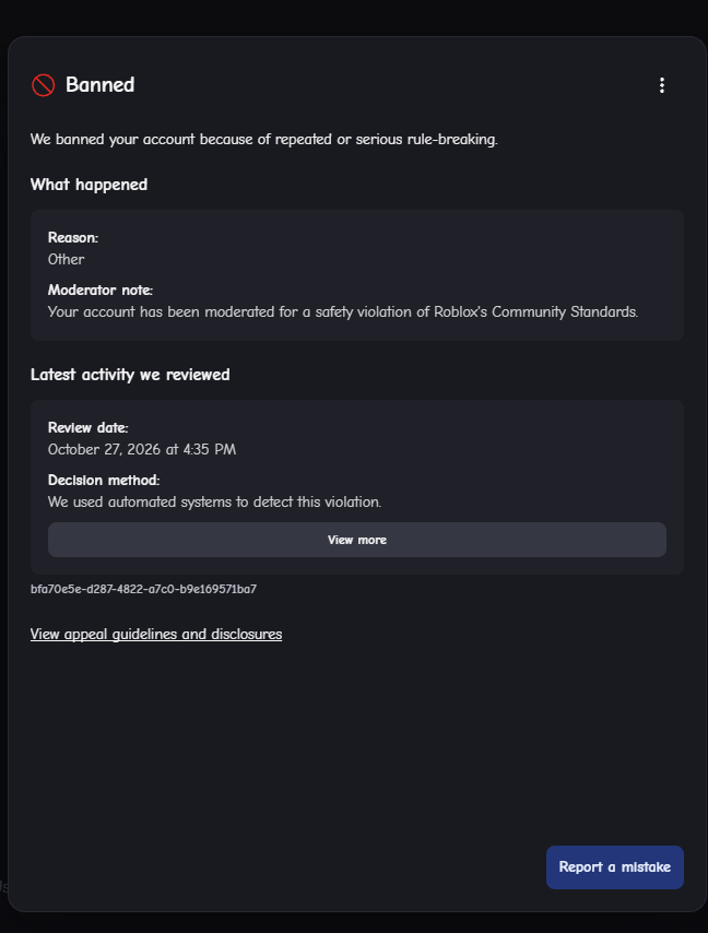 MF_1PSYCHO's tweet photo. @RobloxNewsroom why did you guys ban me without even giving me a chance to appeal nor a chance to know what i did wrong? https://t.co/8LLppRctda