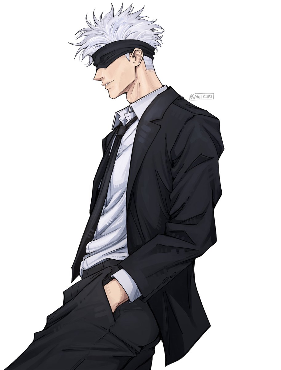 MaizeyArt's tweet photo. i felt bad for leaving him out so gojo gets a suit too https://t.co/hmPJ00yVAT