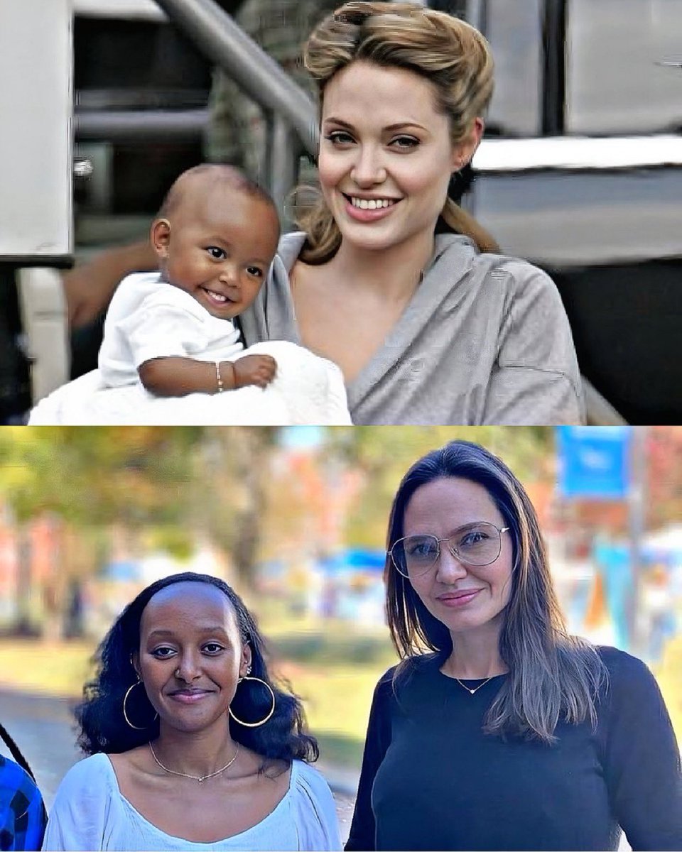 philadephian's tweet photo. Then and now of Angelina Jolie with her adopted daughter, Zahara Marley Jolie🥰 https://t.co/I0YpqYIX3K
