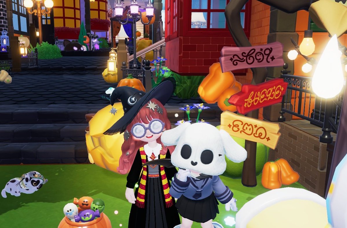 kinoko_htp's tweet photo. まにお様(@manigamelloz)のダイアゴン横丁のハロウィンにスタッフのフリして参加（笑）すごく楽しくてあっという間でした。楽しい思い出をありがとうございます🎃
#ハートピア https://t.co/sQd5mdB9EC