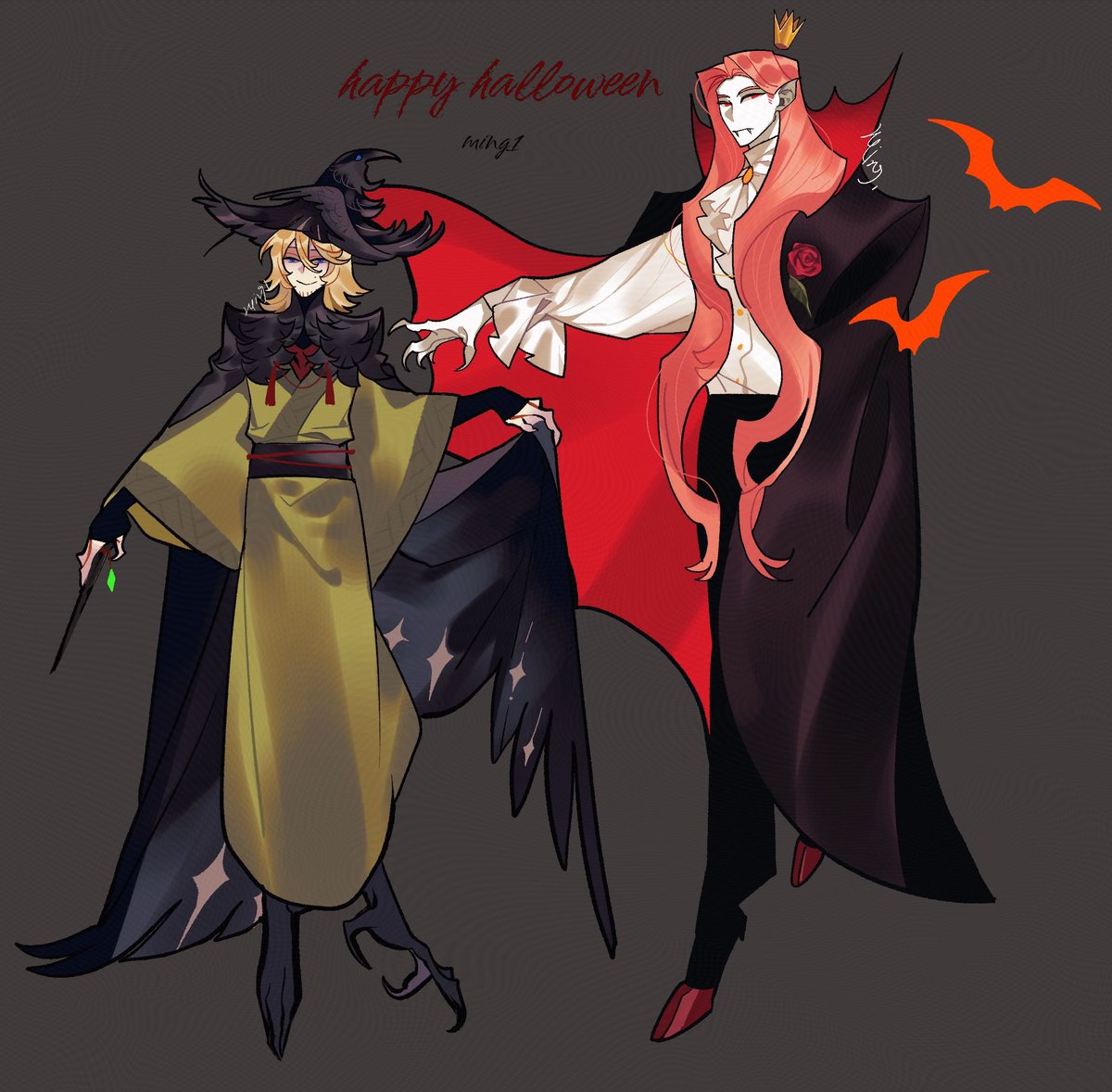 RZming1's tweet photo. I designed Halloween costumes for them.

 31. Happy Halloween
#technotober #technobladefanart
#emeraldduo #philza #technofanart https://t.co/u5m6NDoE5c