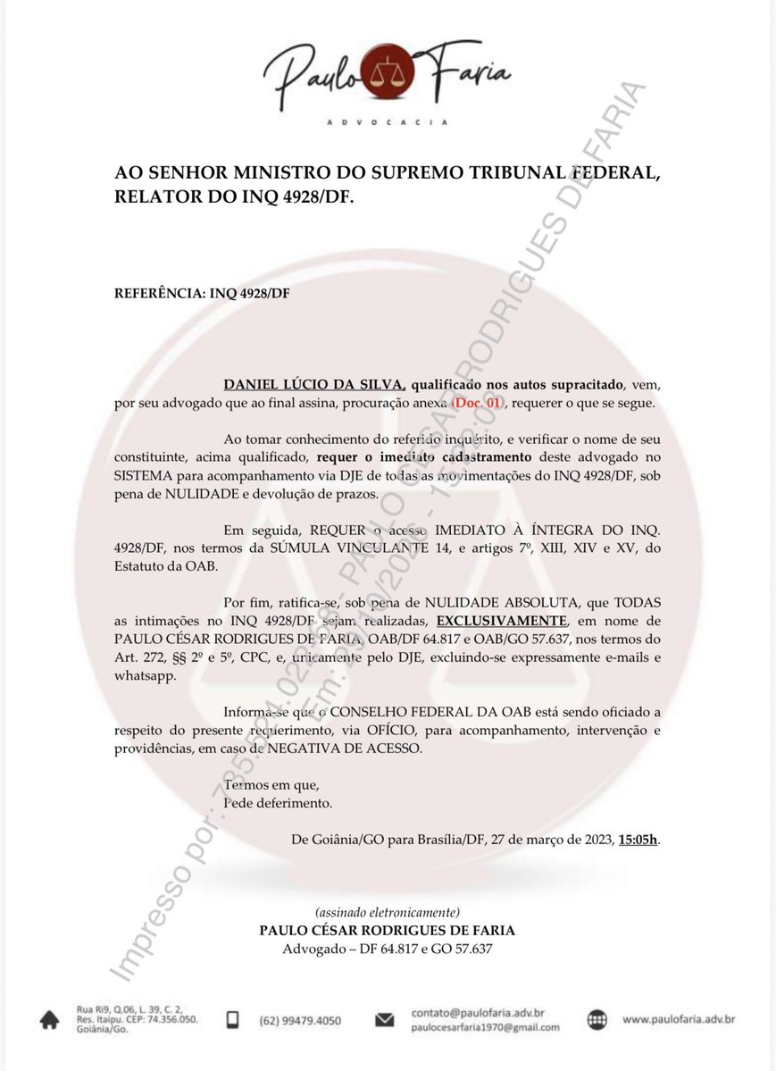 drpaulofaria22's tweet photo. TRÊS ANOS E SETE MESES DEPOIS, Xandão manda a secretaria cadastrar os advogados de Daniel Silveira para ter acesso ao INQ 4928, que foi arquivado dia 28/10/26.

Legal.🤡 https://t.co/1Mg7HG5QBo