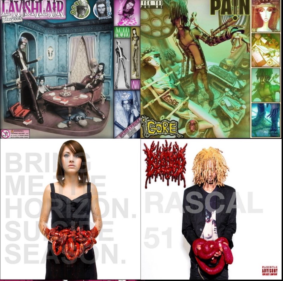 mmm4our's tweet photo. All of the references for bleoods album covers . https://t.co/N7x4AC9EY1