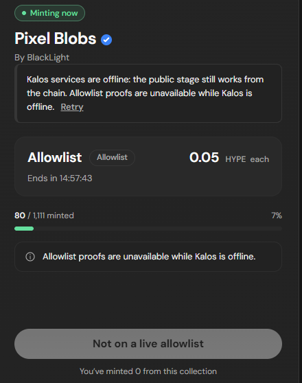 pixelblobsnft's tweet photo. if you're eligible and it still doesn't work, @kalosfun is just getting heavy traffic right now. it's a queue, so keep refreshing and it should go through. even i had the same issue 😂🫧 https://t.co/LSIfpVDK0H