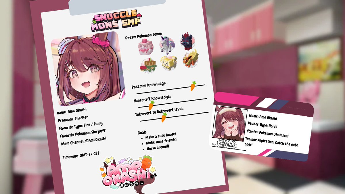ameokashi's tweet photo. Ohiyooo! Sick horse here to announce I be taking part in the #snugglemons SMP! Super excited as I wanted to try the Pokemon thing! Lets catch all the cute ones! and make a poke horse stable!! 🩷 https://t.co/KVCw66Lsfy