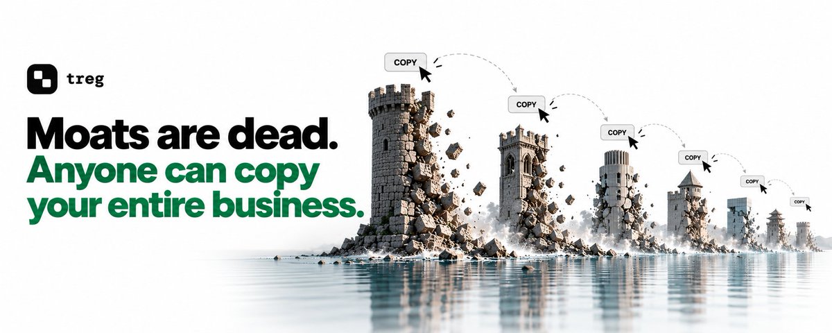 Moats are dead. Anyone can copy your entire business.