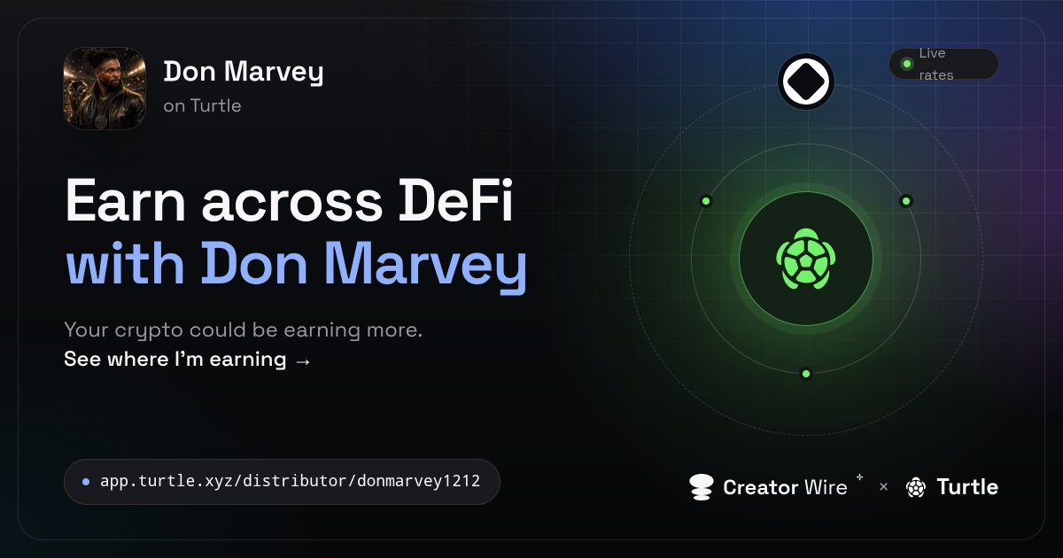Donmarvey1212's tweet photo. Earn across DeFi with Me. Live rates, every deal on one page.
 https://t.co/0gCyUBMX2z

Come check this out guys https://t.co/6yUFFTnCrt