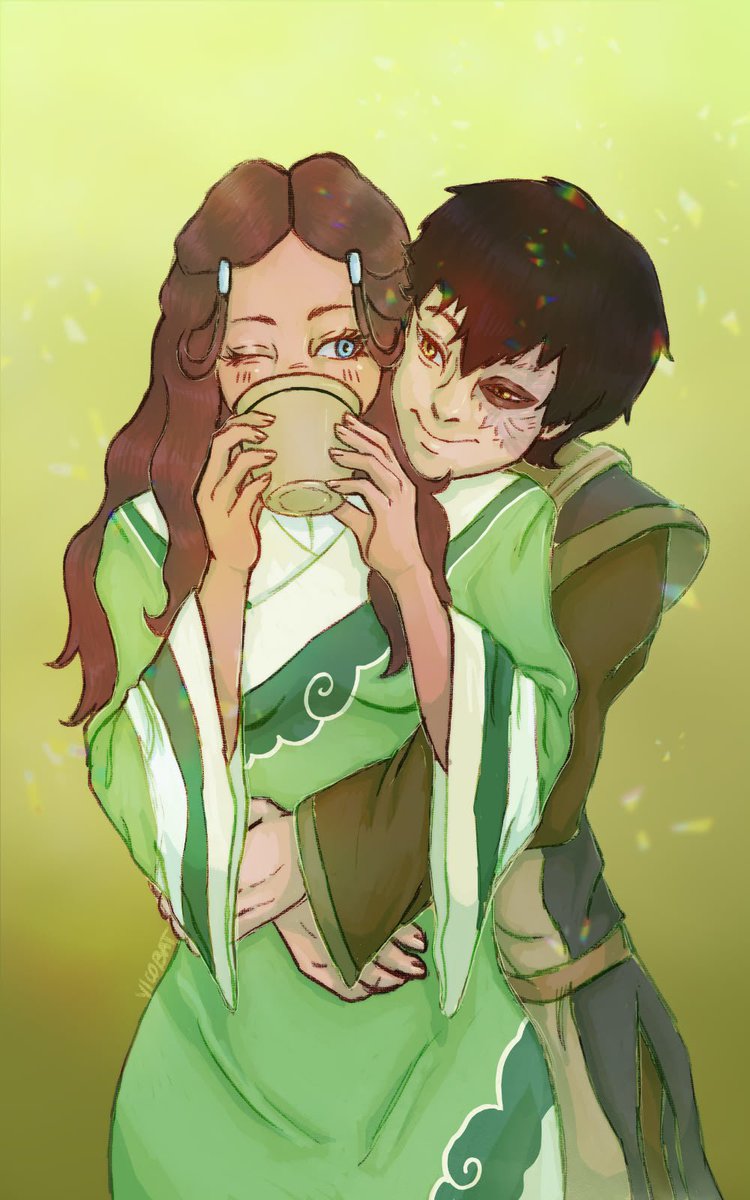Catradorafan89's tweet photo. HERE'S IS ANOTHEEEER, this one is by @vicobat_ 
Zutara Earth kingdom 💕, I'm sooo happy with this one, thanks so much to this wonderful artist https://t.co/QOAb26JxCS