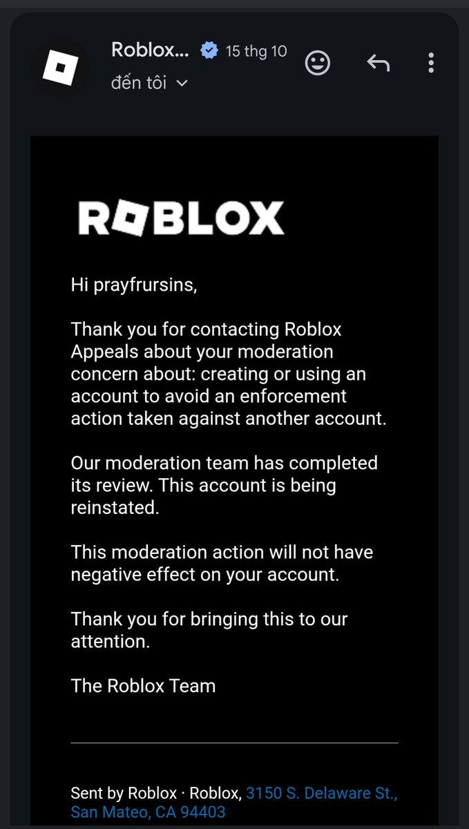 caeserbigdaddy's tweet photo. Fix your moderation system,this became very serious now @Roblox. I can't even do appeal for my alt account. I asked for help, all AI responded, no human. My main acc at least appeal accepted, please unban it. Unban all the innocent! 
Username: prayfrursins
#ROBLOX #robloxbanwave https://t.co/1UutwnAIpX