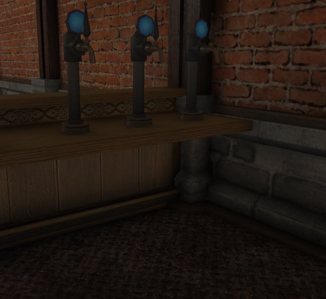 Khorgnir's tweet photo. We got fined by the Ishgardian Better Business Bureau cuz they found out our taps don’t lead anywhere and we were just pouring 4loko and leftover beer in the glasses :( https://t.co/Ndqb1IufiX