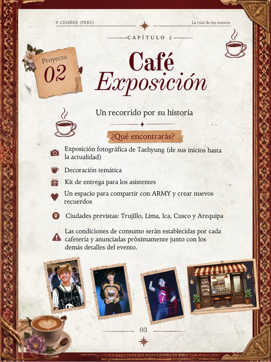 VPeru_support's tweet photo. 📖✨ V CEMBER (PERÚ) | LA RUTA DE LOS TESOROS 🗝️

Hay recuerdos que se convierten en historias y sueños que merecen hacerse realidad. ❤️

Este año, la visita de Taehyung a nuestro querido Perú nos inspiró a emprender una aventura muy especial para celebrar su cumpleaños. 🇵🇪

🗺️ Cada capítulo guarda un proyecto, cada proyecto un tesoro preparado con amor para nuestro querido Taehyung.

#BTSV #v #BTSARMY #kimtaehyung