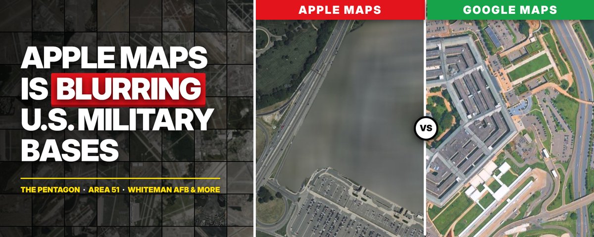 Apple Maps appears to be blurring U.S. military sites in its latest Satellite Imagery of 2026!