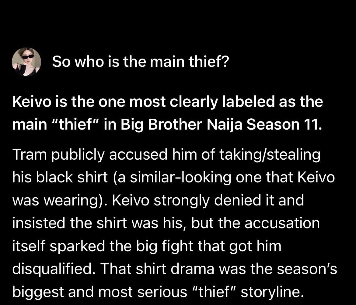 Ntfavouritegrl's tweet photo. Shirt thief with a violent temper. 😂
You had the perfect opportunity to clear your name, but silence is suddenly your best defence. Interesting, Mr Thief! 
From allegedly stealing a shirt to beating people up. What a reputation! Your name isn’t still cleared tho 🤷🏽‍♀️ #BbnaijaS11 https://t.co/uPzgmchFnO