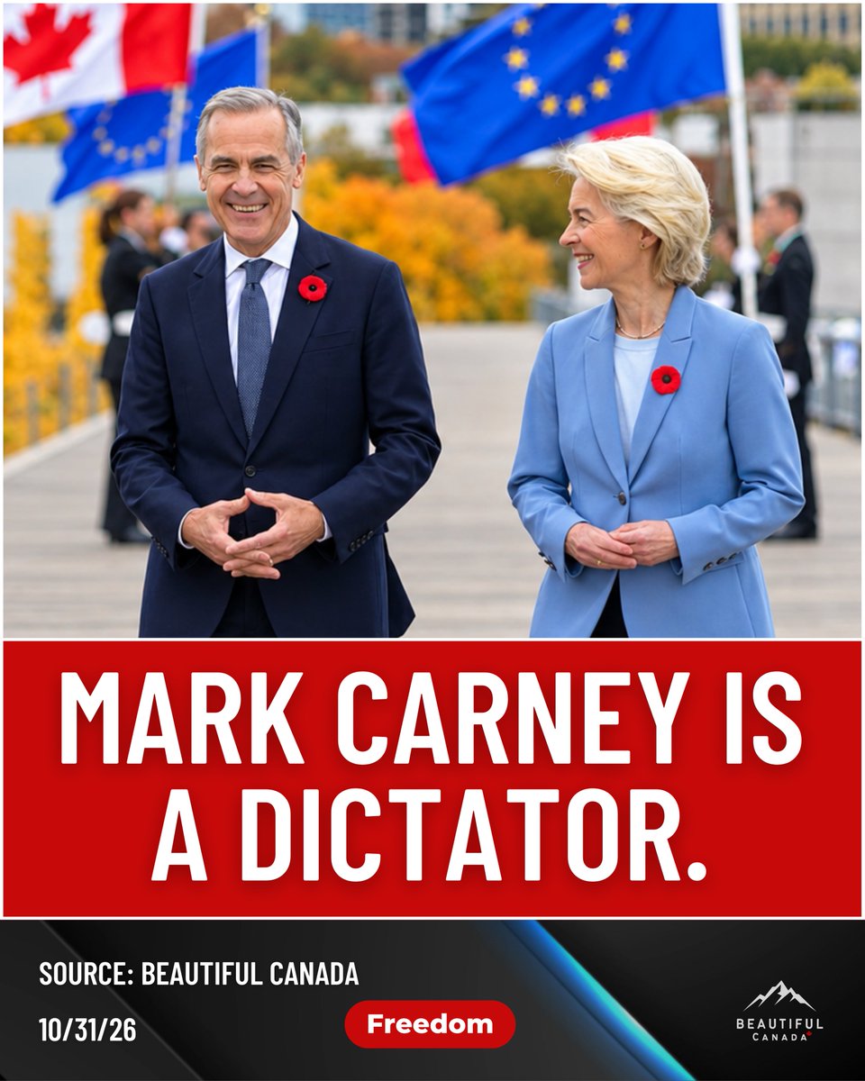 BeautifulCana1's tweet photo. No way around it. Mark Carney doesn't follow Parliamentary protocol or rules. Laws don't seem to apply to him. Entering into a new EU-Canada Alliance without any vote in Parliament or by Canadians?

Mark Carney is a dictator, and he is not running Canada as a democracy. https://t.co/ZGP2W0KWPV