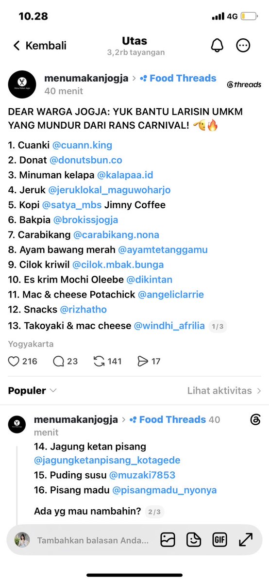 jenostalker's tweet photo. DEAR WARGA JOGJA DAN SEKITARNYA BOLEH BANGET INI DILARISIN UMKM YANG BERANI MUNDUR DARI RANS CAR.

🙇‍♀️🙇‍♀️ https://t.co/bSniCd3txw