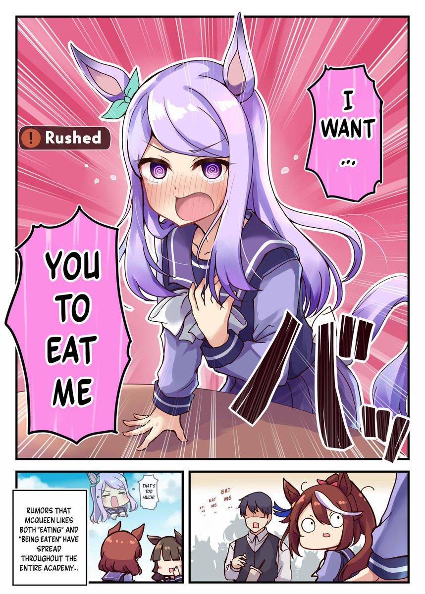 duoblues2's tweet photo. McQueen wants to eat cake with Trainer 
Artist: soramuko
#ウマ娘 #ウマ娘英訳 #Umamusume #UmaTranslations https://t.co/NEJkjYwSli