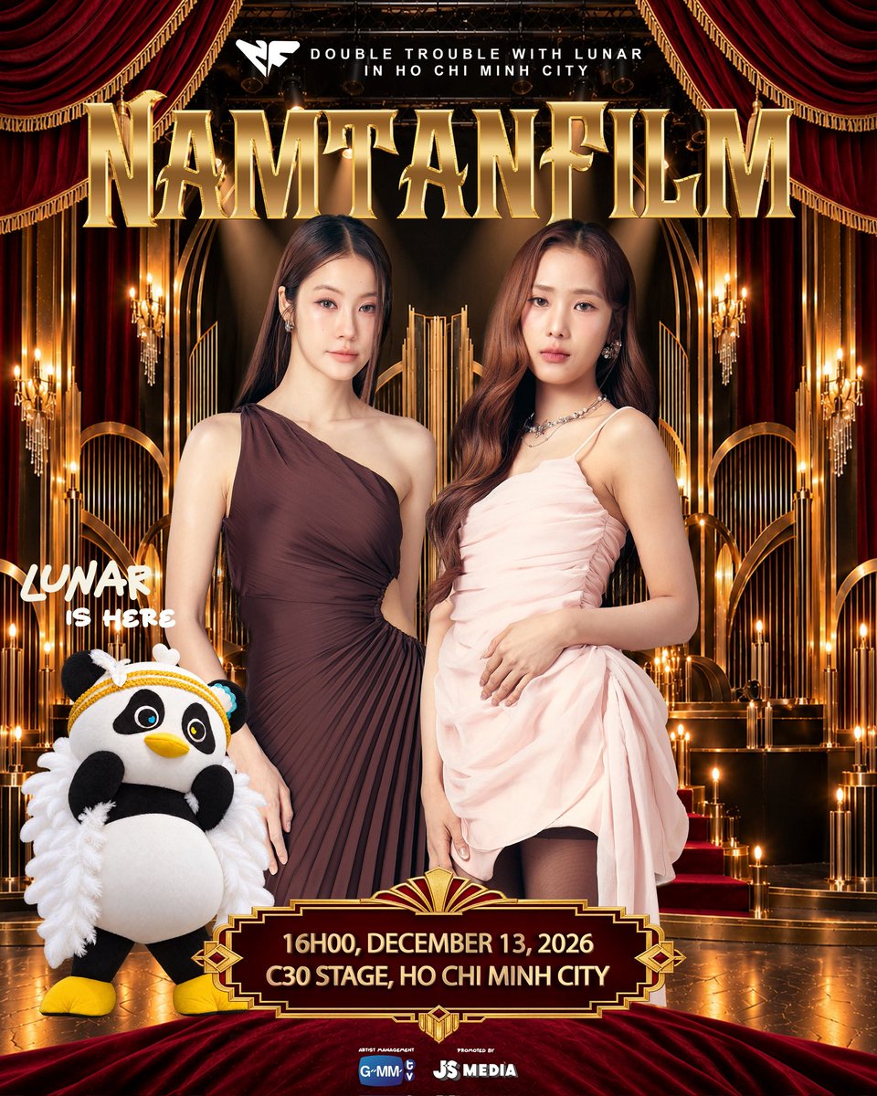 GMMTV's tweet photo. CƠN ĐỊA CHẤN ĐẾN RỒI ĐÂY 💣☺️🩵💛

Gấp đôi visual và nhân đôi sự rắc rối, NamtanFilm đã sẵn sàng cùng LUNAR đổ bộ vào tháng 12 này 🐼🐣

Chọn ngay hạng vé yêu thích và lưu lại lịch săn vé để sẵn sàng nhập hội rắc rối cùng gia đình LUNAR nhé 😈

NAMTANFILM - DOUBLE TROUBLE WITH LUNAR IN HO CHI MINH CITY
📅 Thời gian: 16h00 ngày 13/12/2026
📍Địa điểm: Sân khấu C30
🎫 Thời gian mở bán vé: 12h00 ngày 07/11/2026 trên Ticketbox
💥 Thời gian mở bán Top-up: 12h00 ngày 08/11/2026 trên Ticketbox

#NamtanFilmLunarFMinHCMC 
#NamtanFilm #LUNAR
#GMMTV