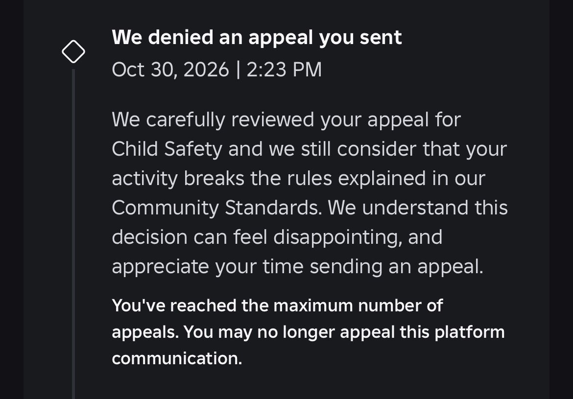 officialrealdev's tweet photo. UPDATE: so none of my apeals work i am at the max apeals i can do so ive officially lost all my accounts. https://t.co/wwQ6krzOo7