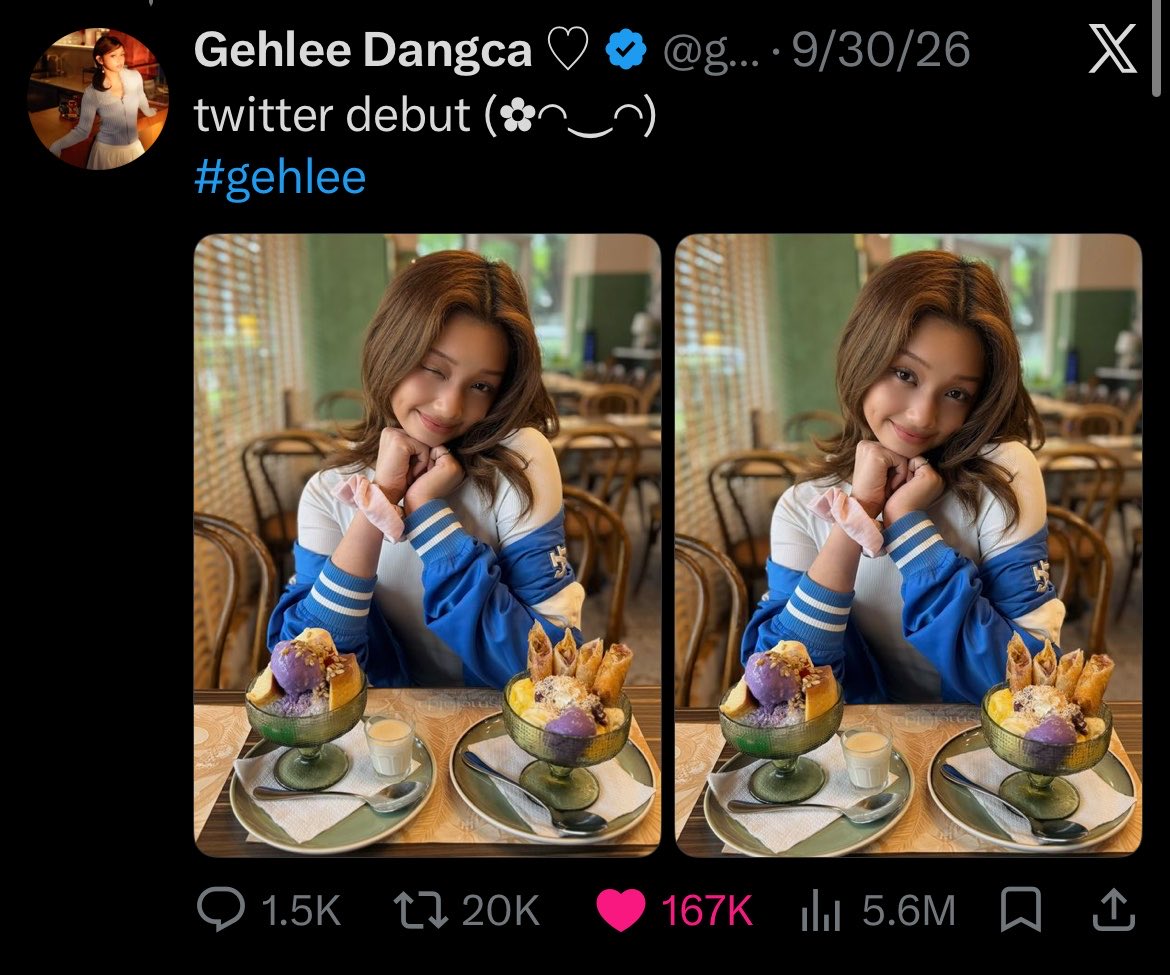 mikaerien's tweet photo. some pinoys are so funny whenever they equate gehlee as “starlet.” tbf she wasn’t that famous in the ph before entering pbb like if we compared her popularity, her overseas engagements were way bigger than here. some of my foreigner oomfs are literally following her. https://t.co/a5BdYIpDa5