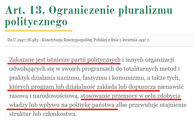 HubnerrMax's tweet photo. Zamach stanu rządu Tuska na TK wypełnia podstawę prawną pod DELEGALIZACJĘ PARTII.

"Zakazane jest istnienie partii STOSUJĄCYCH LUB DOPUSZCZAJĄCYCH przemoc w celu (...) wpływu na politykę państwa".

KO już podpisała na siebie wyrok, ale grozi to wszystkim partiom z koalicji Tuska. https://t.co/ahsiOSxlGt