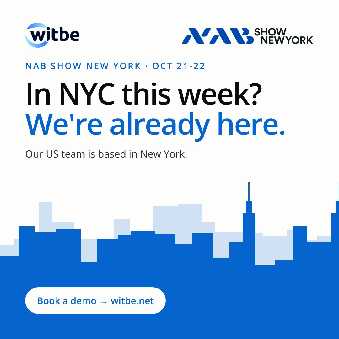 witbe's tweet photo. 🗽 In town for 𝗡𝗔𝗕 𝗦𝗵𝗼𝘄 𝗡𝗲𝘄 𝗬𝗼𝗿𝗸?
We’re right around the corner.
📺 Real devices, real user conditions: Witbe tests and monitors OTT apps and live channels end to end.

👉 𝗕𝗼𝗼𝗸 𝗮 𝗹𝗶𝘃𝗲 𝗱𝗲𝗺𝗼: Book a Demo — Experience Witbe's technology in Action | Witbe https://t.co/0PO6MRPmjw