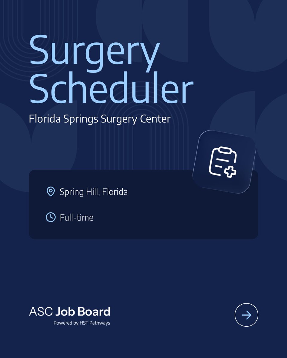 HSTPathways's tweet photo. Four ASC opportunities worth having on your radar this week.

Openings include RN, Administrator, Registered Nurse / Operating Room, and Surgery Scheduler roles.

Explore more ASC jobs: https://t.co/ZuusY7Kog5

#ASCJobs #AmbulatorySurgery https://t.co/h4UjHydiJ1