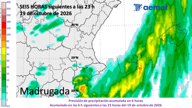 AEMET_CValencia's tweet photo. Aunque nunca llueve como prevén los modelos, os adjuntamos el mapa con la lluvia prevista durante la noche y primera hora de la madrugada, para tener una idea de la potencialidad de las tormentas previstas y las zonas más expuestas. https://t.co/4soz3VZYj6