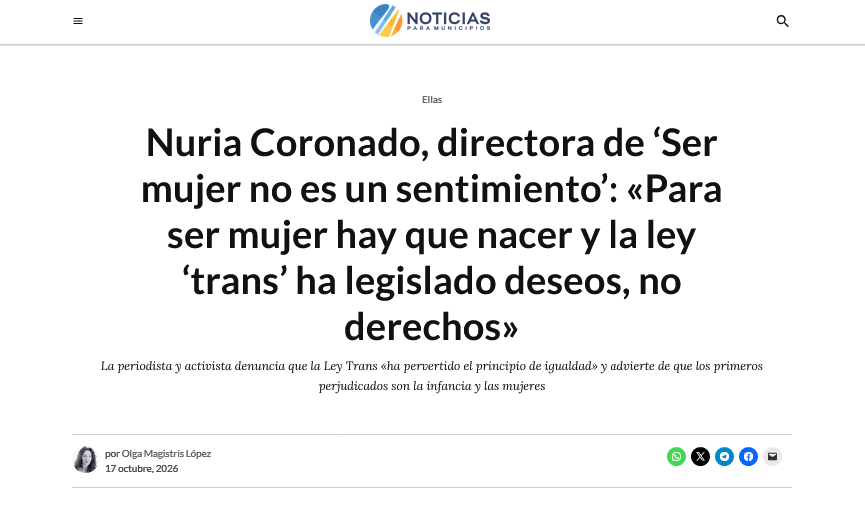 NuriaCSopena's tweet photo. "Ser mujer no es un sentimiento es un grito, una revolución en un momento en el que la propaganda trans quiere borrarnos a las mujeres y volver a dejarnos en los márgenes de la historia"
💜Gracias @OlgaMagistris @Noticias_para x haceros eco del documental:
https://t.co/NIlwltm3HM https://t.co/ZsLnNIA497
