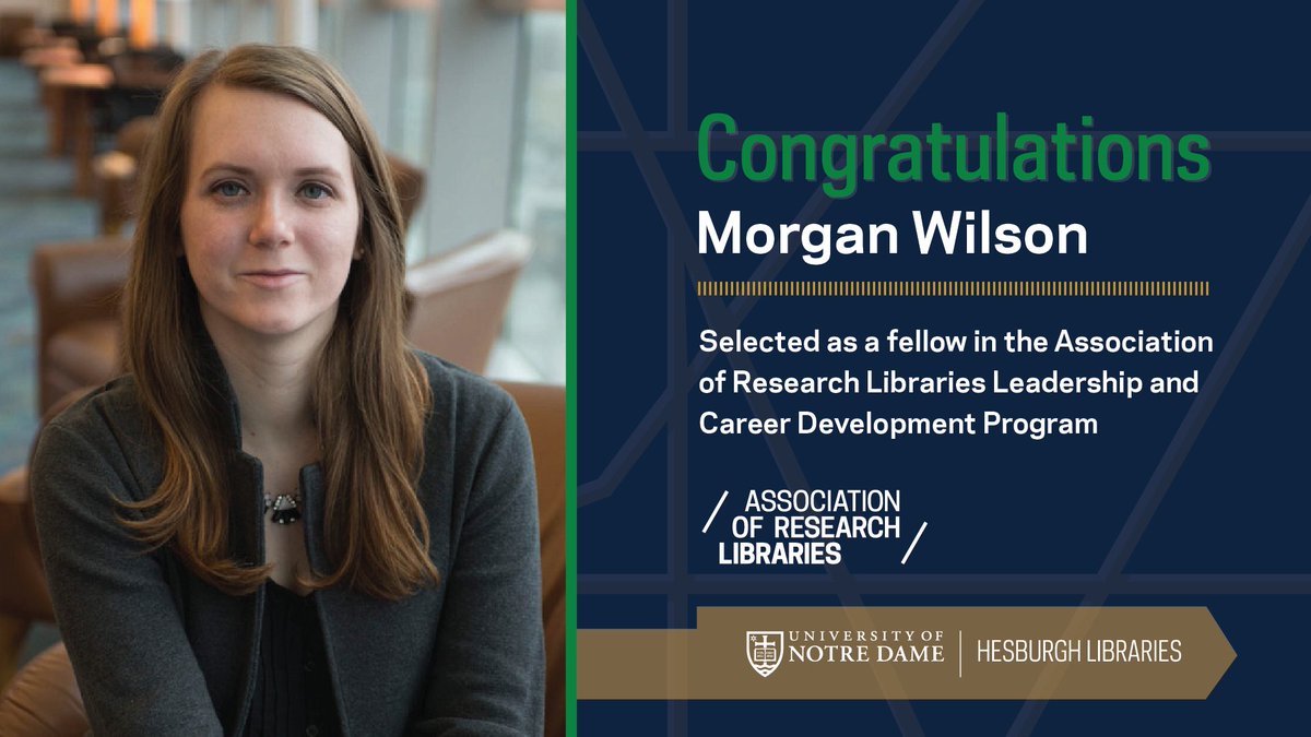 NDLibraries's tweet photo. Congratulations to Morgan Wilson, architecture archivist and member of @NDArchives, who has been selected as a fellow in the @ARLnews Leadership and Career Development Program.

Read more: https://t.co/NKS43i9Y8A https://t.co/5ilaFjtJWV