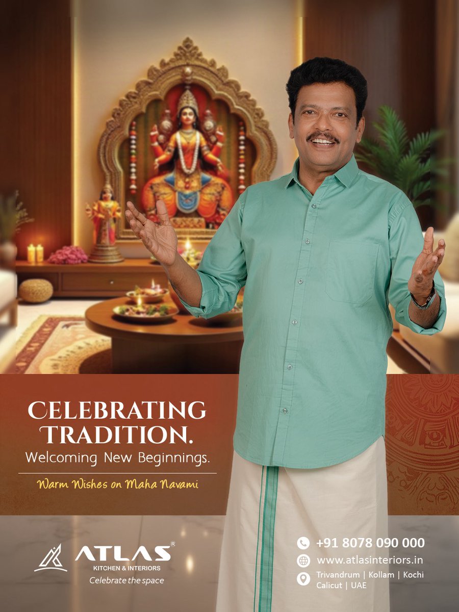 atlaskitchentvm's tweet photo. A celebration of tradition, togetherness and auspicious beginnings. Warm Maha Navami wishes from Atlas Kitchen &amp; Interiors. https://t.co/dSyj7owniT