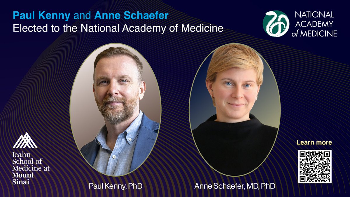 SinaiBrain's tweet photo. 🌟 We are thrilled to share that @icahnmountsinai's Drs. @PaulKennyPhD &amp; Anne Schaefer have been elected to @thenamedicine. Election to the Academy is one of the highest honors in fields of health &amp; medicine. We are INCREDIBLY PROUD! HUGE CONGRATULATIONS👉 https://t.co/cpE7atZ0WC https://t.co/nW2yc0lPly