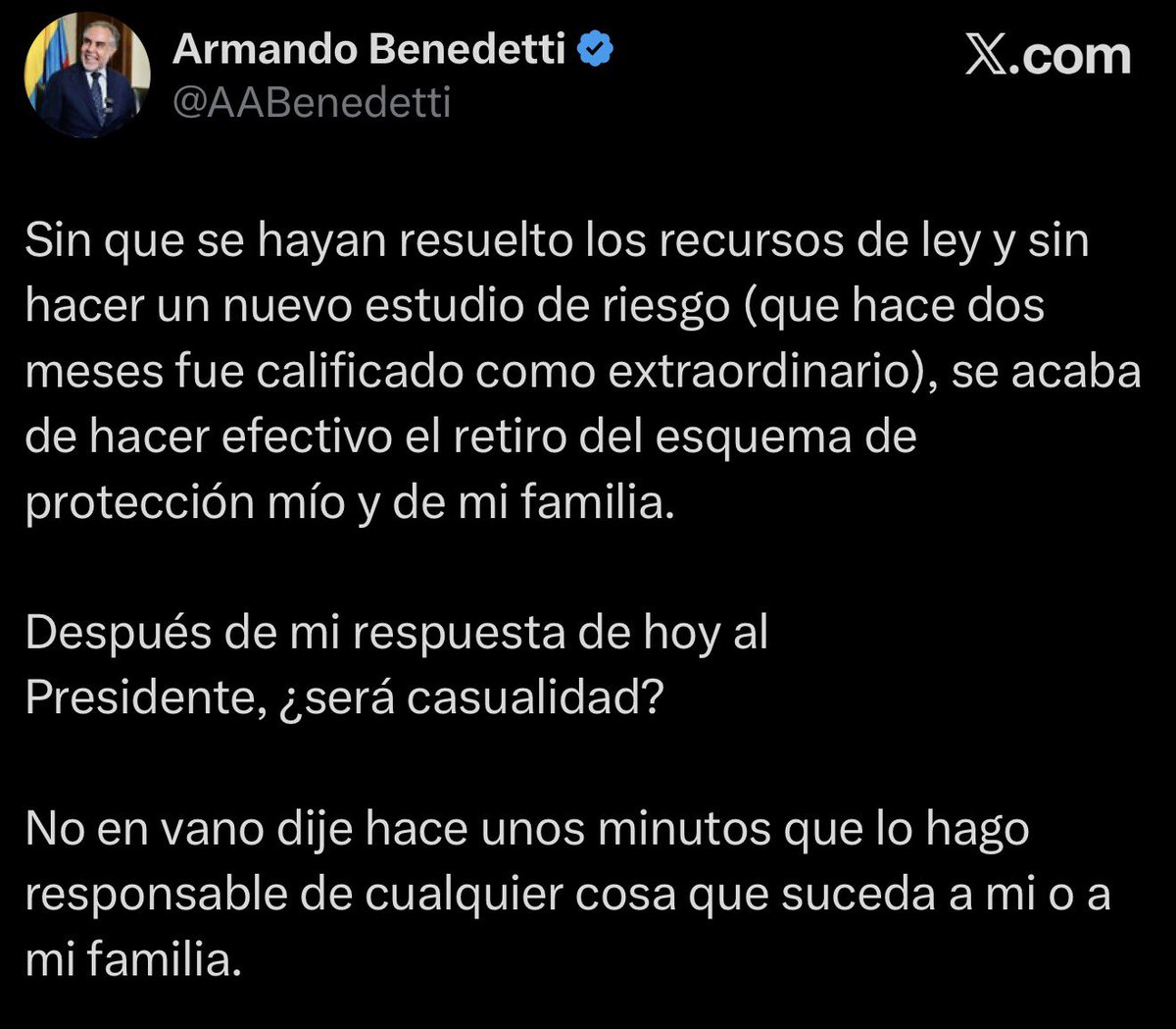 realsantig's tweet photo. Voté para que BENEDETTI tuviera que pagar su propio esquema de seguridad. 

Muchas gracias Presidente @ABDELAESPRIELLA https://t.co/Mr53rrzNWs