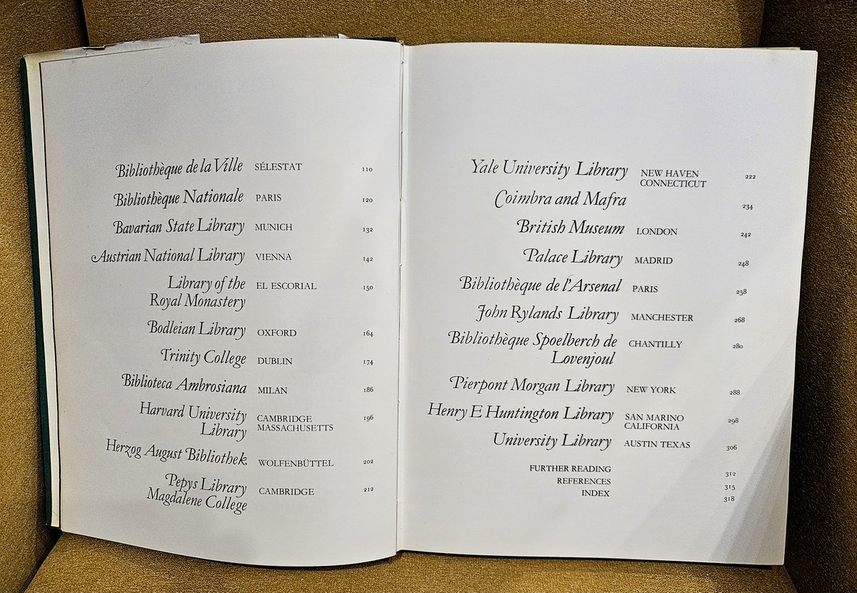 VeraCausa9's tweet photo. Table of Contents for 'Great Libraries' (1970) by Anthony Hobson. https://t.co/GgbKbXF0Up