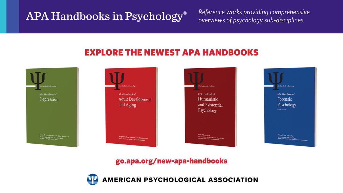 APA_Databases's tweet photo. Looking for more reference resources? APA Handbooks in #Psychology provide a comprehensive look at the field’s many subdisciplines. Preview the newest releases and request pricing today: https://t.co/XHAo5c6gW1 https://t.co/Ds6flEVvZ8