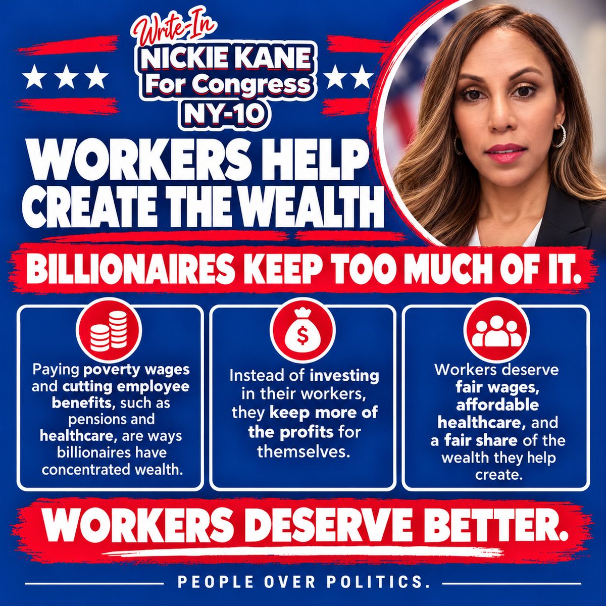 NickieKane4NYC's tweet photo. Workers are the backbone of our economy, yet too many are paid poverty wages while billionaires continue to accumulate wealth. Companies that cut pensions, healthcare, and other employee benefits 👇
#nyc #TaxTheBillionaires #midterms2026 #incomeinequality #TaxTheRich https://t.co/rwIDZFKmHi