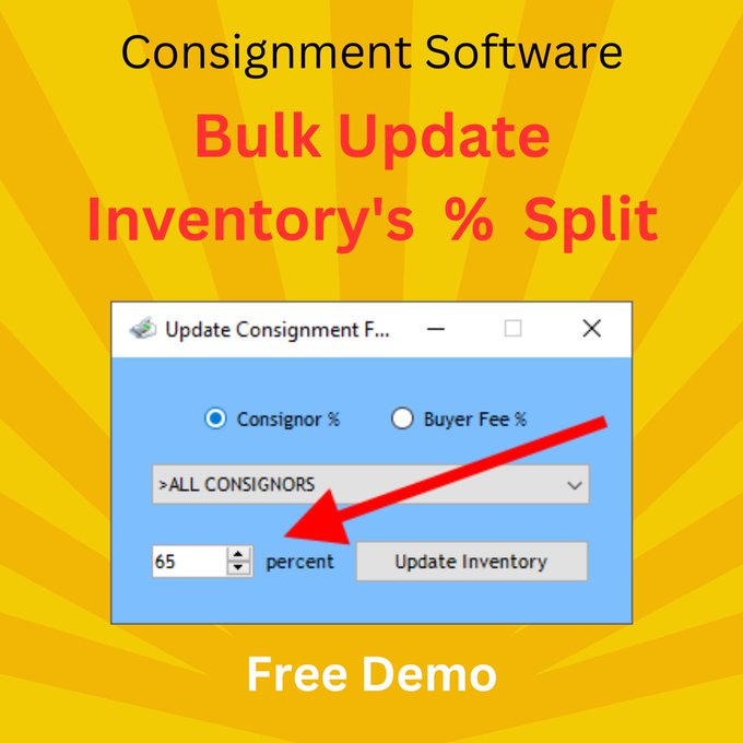 RJFSOFT's tweet photo. Consignment Store Software: Bulk update your consignor's inventory to a new percent split.
https://t.co/cJcTeSD5NS
#software #consignment #thrift #resale #consignor #pos #thrifting #resellers #resellercommunity #consigning #consign #recycledfashion #reselling #upcycled #recycled https://t.co/0qEdpPfYik