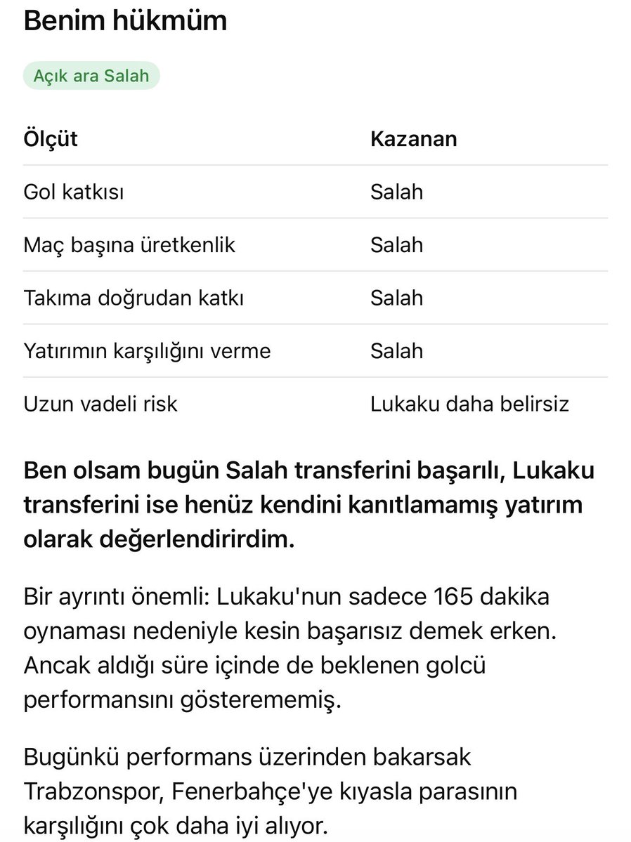 ProfAtak32's tweet photo. Mohammed Salah mı Lukaku mu? 

Yapay zekaya sormaya bile lüzum yoktu aslında! 

Bugünkü performans üzerinden bakarsak Trabzon, Fenerbahçe'ye kıyasla parasının karşılığını çok daha iyi alıyor. #salı günaydınlar #TSvBJK https://t.co/P1QTmLPxnE