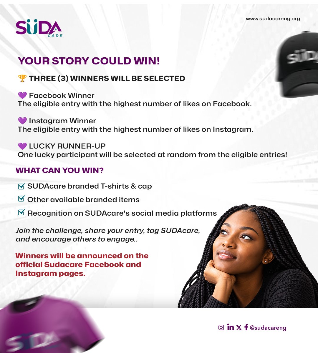 sudacareng's tweet photo. How has substance use affected your mental health or someone you care about? Share your story and help break the stigma!

🎁 3 winners. Exciting rewards!
🏆 Facebook &amp; Instagram winners + 1 lucky runner-up.
📅 Ends Nov 1. 2026

Join now! #SUDAcareChallenge #WorldMentalHealthDay https://t.co/B2q0Ket5v8