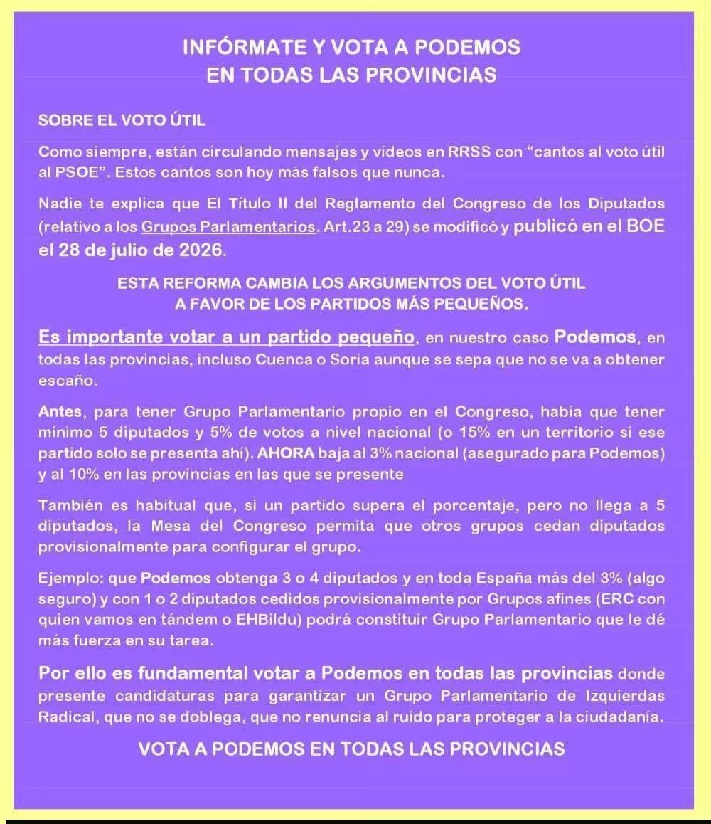 Alberto2098639's tweet photo. Es muy importante que la gente se PODEMOS no cambie su voto a ningún otro partido.
Tú voto no se pierde, sigue siendo importante e imprescindible para PODEMOS.
Que se haga viral.
#YoVotoPodemos #YoVotoIreneMontero https://t.co/qH0IryFW2W