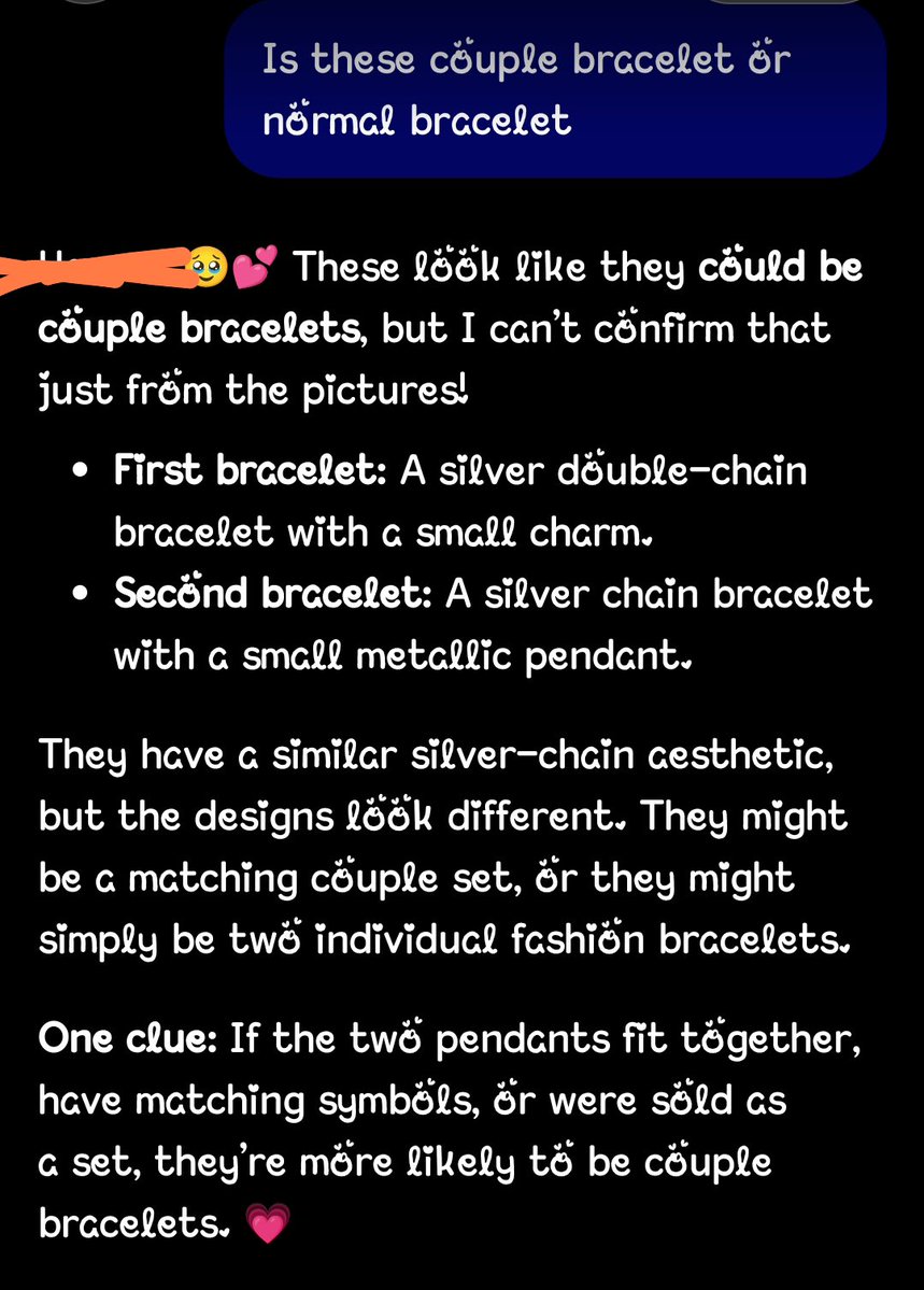 MDaisy81629's tweet photo. @mibokhrok This what chat gpt said as I ask it out of curiosity after the event and ask it when the pic's came clearly 👀 it says it could be  but i don't know  it's true or not ☺️ https://t.co/x1tOqcfvDi