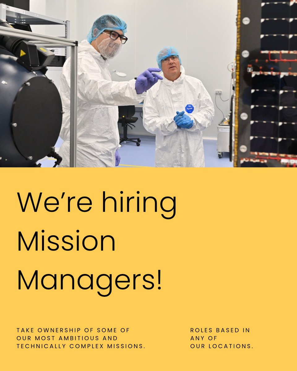 Open_Cosmos's tweet photo. Ready to see your work launch into orbit? 🚀

"As Mission Managers, you will be at the heart of our operations - leading the design, manufacturing, testing, and launch of next-generation satellites. It is a rare, privileged position where you own the full mission lifecycle, steering a complex concept from a blank page all the way to orbit." - Jordi Castellvi Esturi, Head of Mission Management

We’re hiring driven people to own end-to-end satellite missions and shape the future of our operations.

Browse open positions and apply today: https://t.co/3cBF2l5hyf

Interested in hearing more about what it is like to work at Open Cosmos? Sign up for our monthly candidate newsletter here:
https://t.co/01riJUob3j
